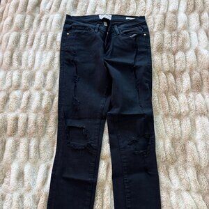 FRAME Le Skinny de Jeanne Black distressed denim size 28